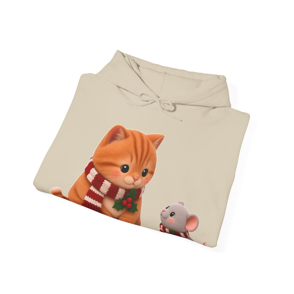 Cute Kawaii Christmas Cat and Mouse Hoodie