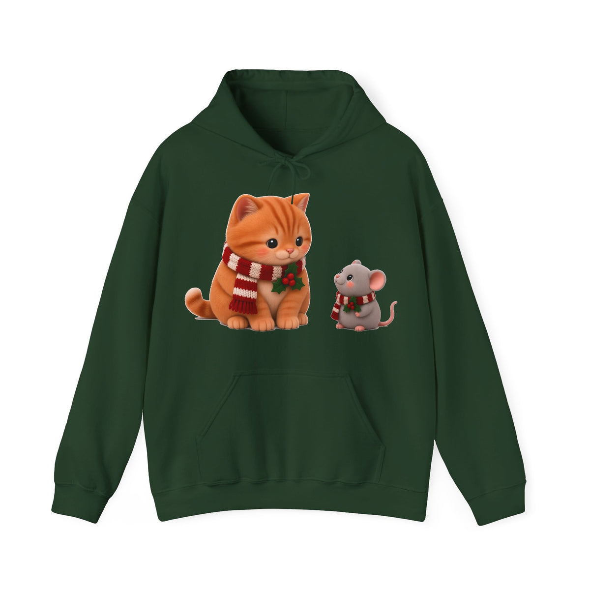 Cute Kawaii Christmas Cat and Mouse Hoodie