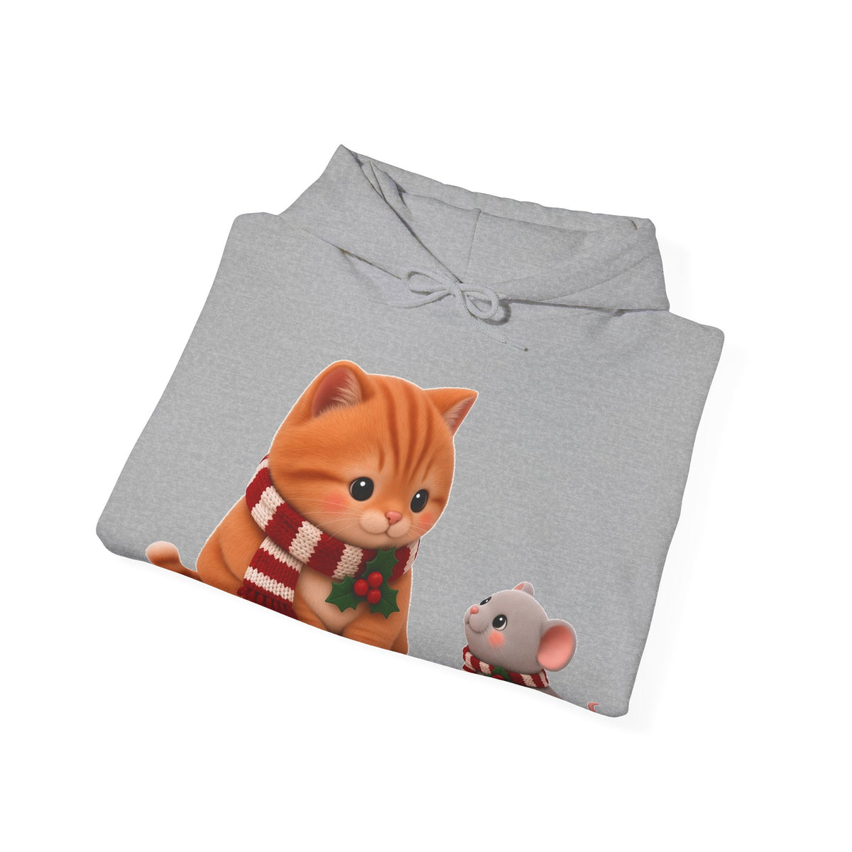 Cute Kawaii Christmas Cat and Mouse Hoodie