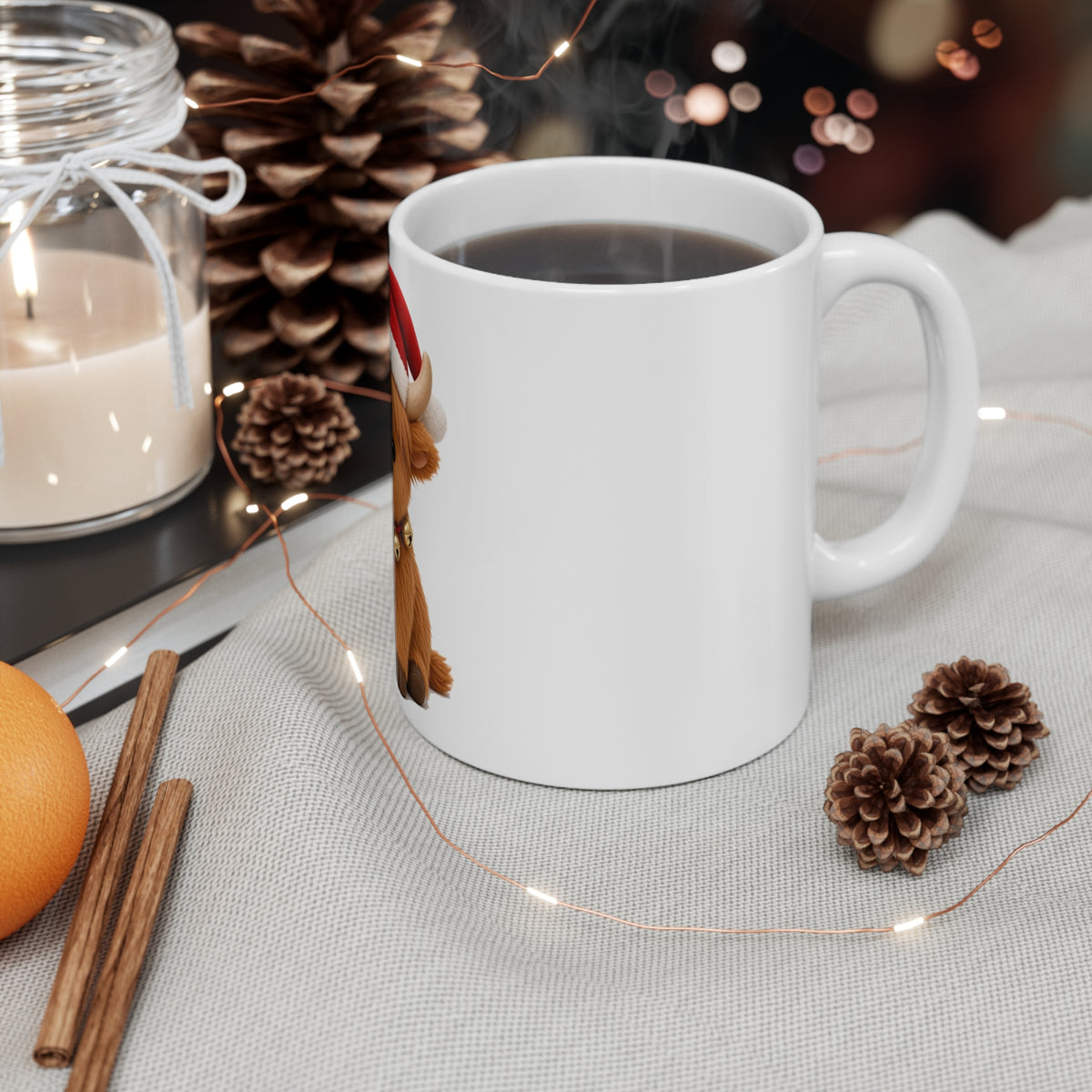 Cute Kawaii Christmas Highland Cow Mug