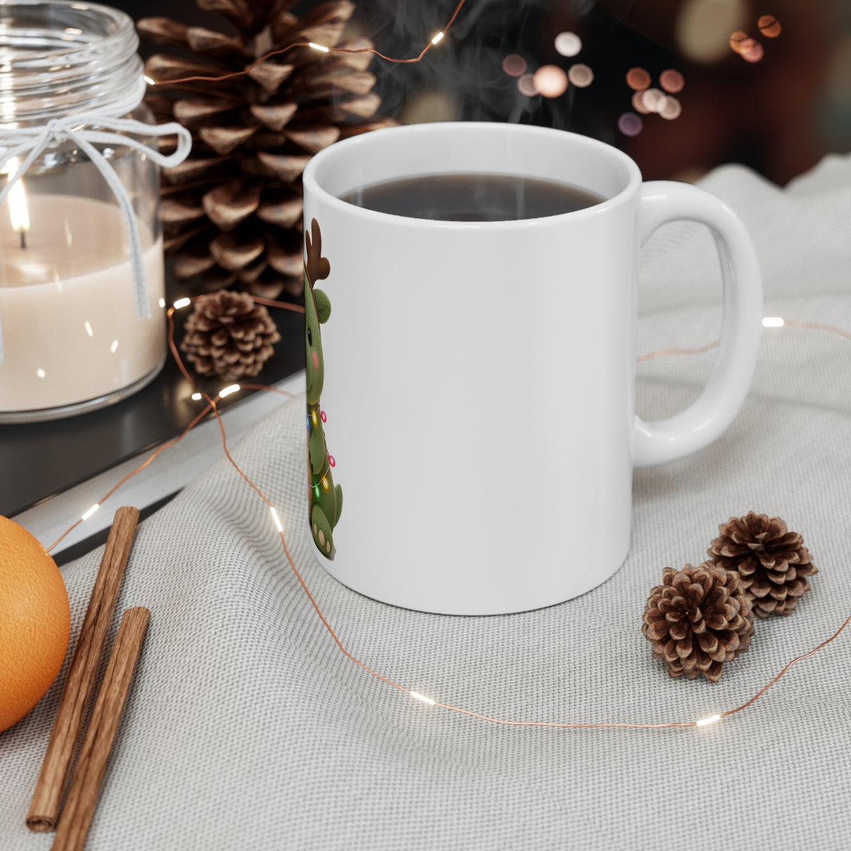 Cute Kawaii Christmas Dino Mug