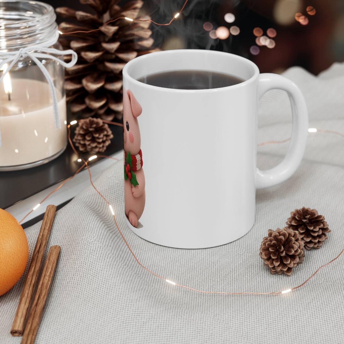 Cute Kawaii Christmas Pig Mug
