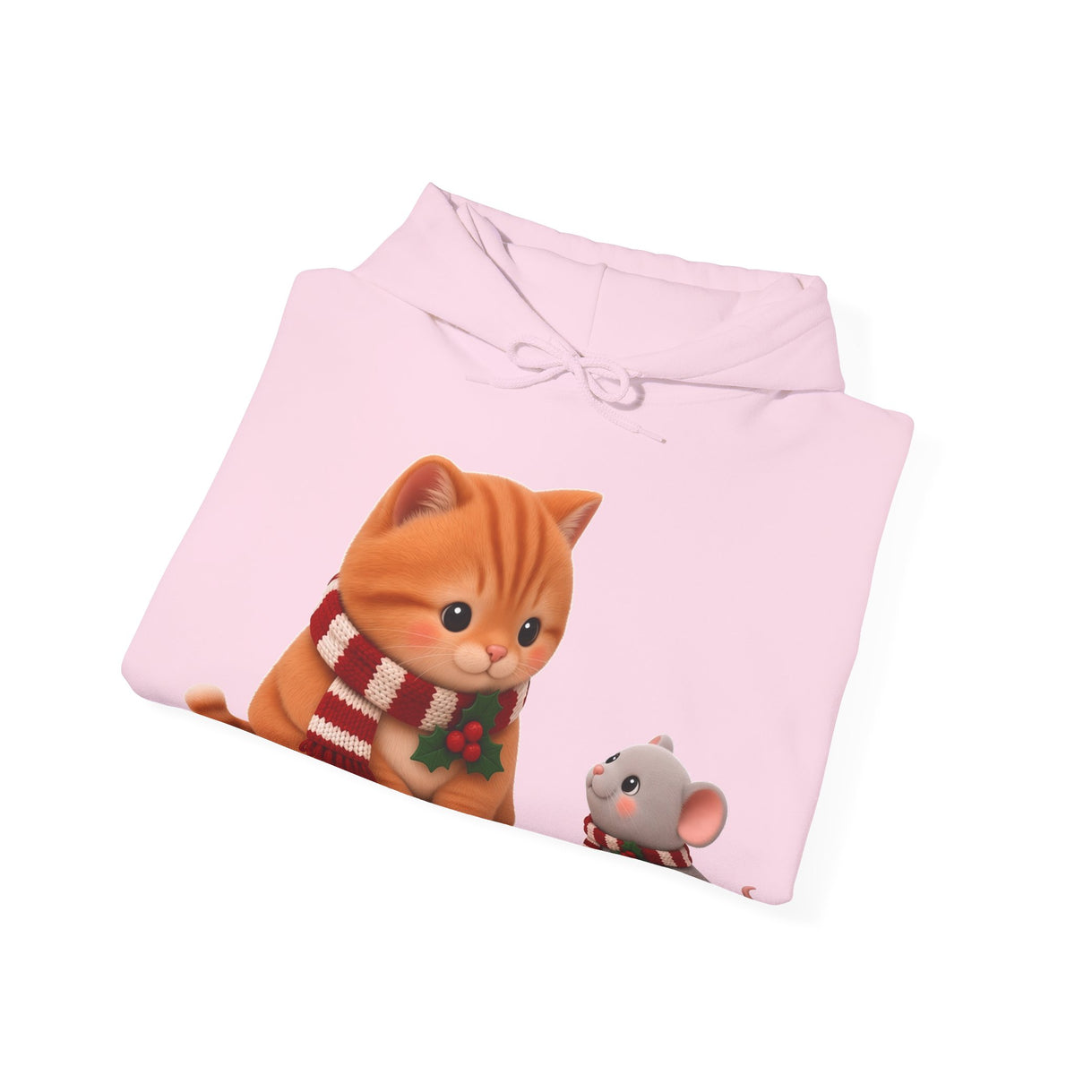 Cute Kawaii Christmas Cat and Mouse Hoodie