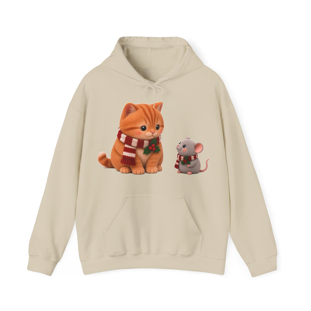 Cute Kawaii Christmas Cat and Mouse Hoodie