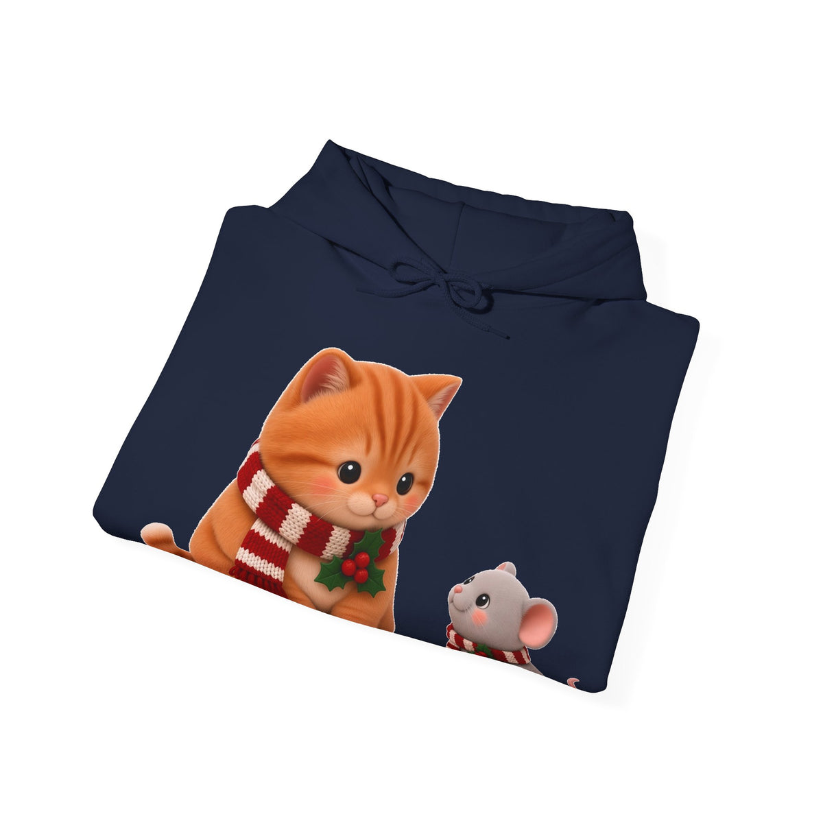 Cute Kawaii Christmas Cat and Mouse Hoodie