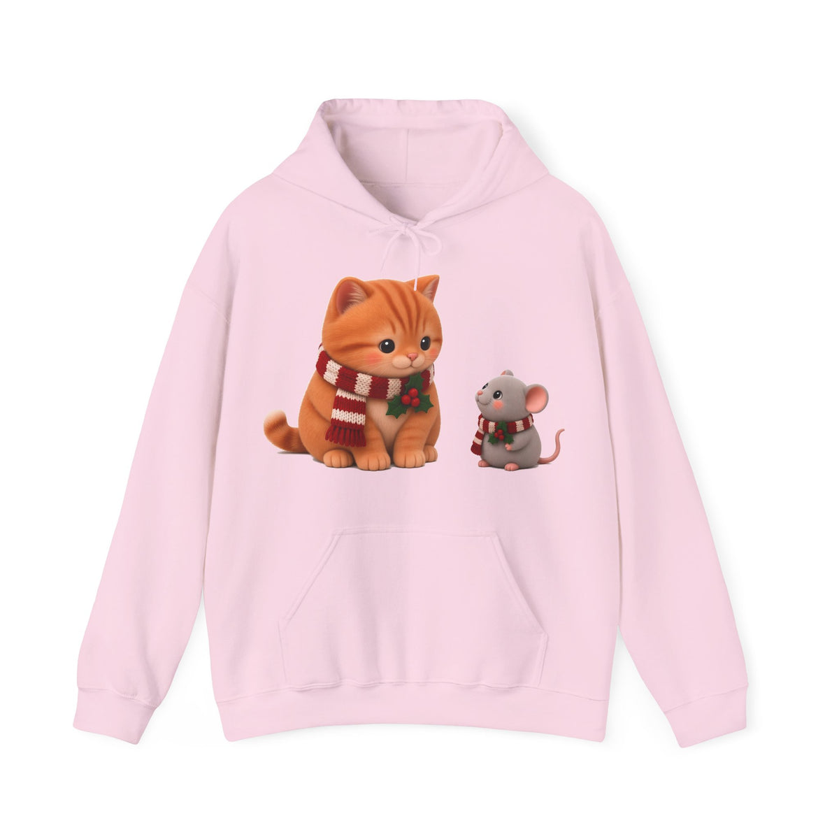Cute Kawaii Christmas Cat and Mouse Hoodie