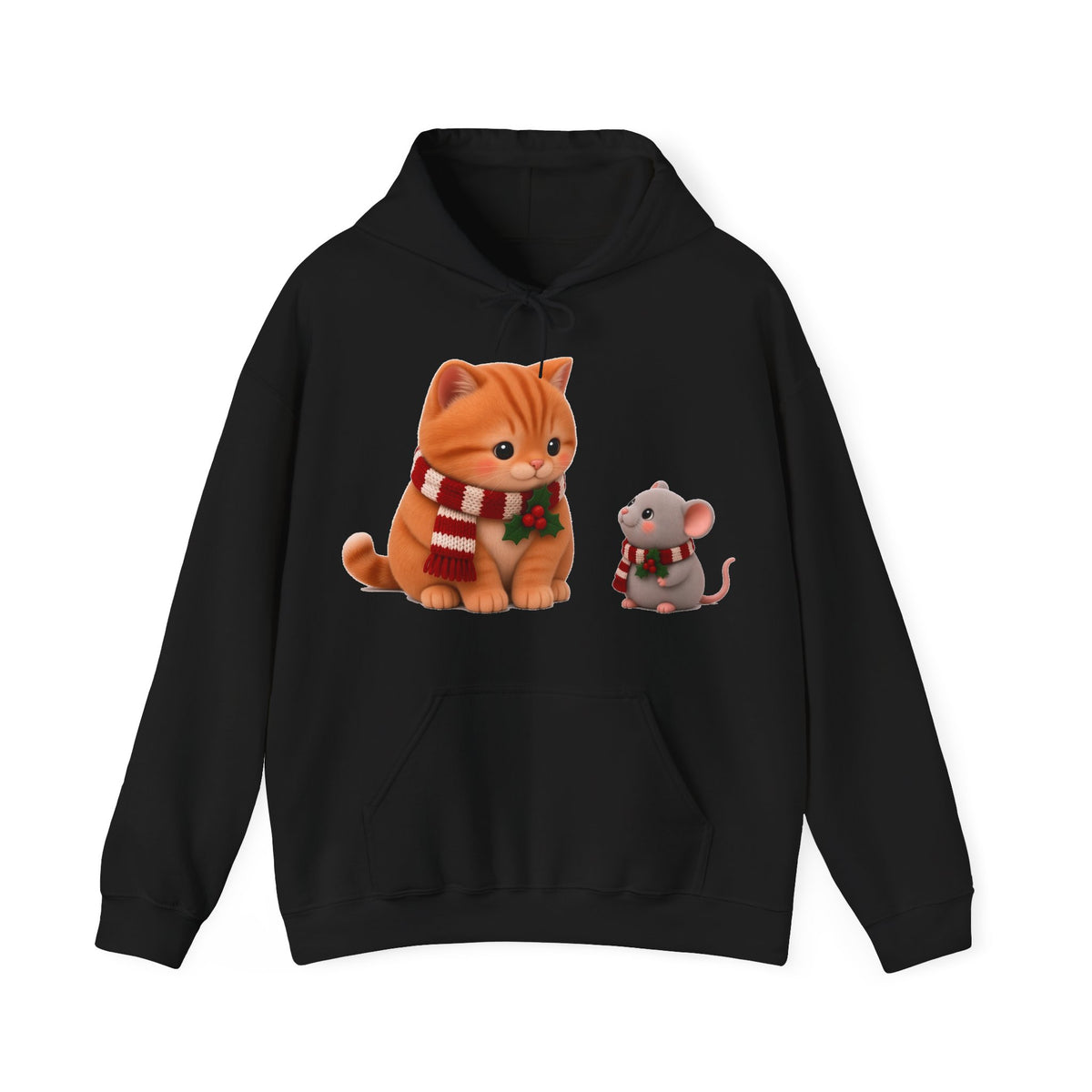 Cute Kawaii Christmas Cat and Mouse Hoodie