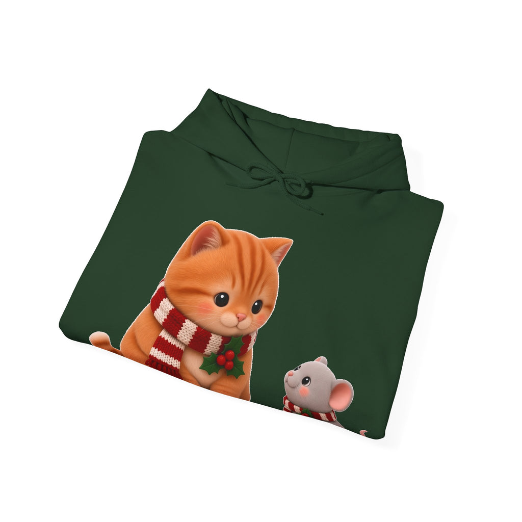 Cute Kawaii Christmas Cat and Mouse Hoodie