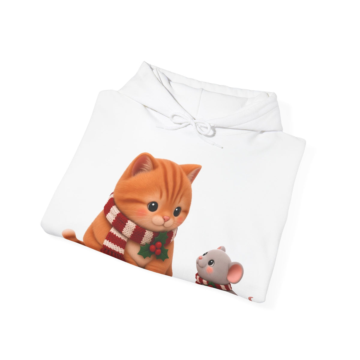 Cute Kawaii Christmas Cat and Mouse Hoodie