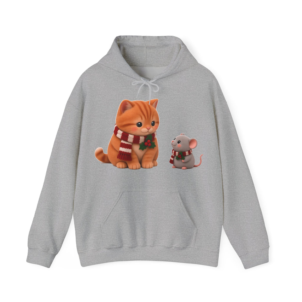 Cute Kawaii Christmas Cat and Mouse Hoodie