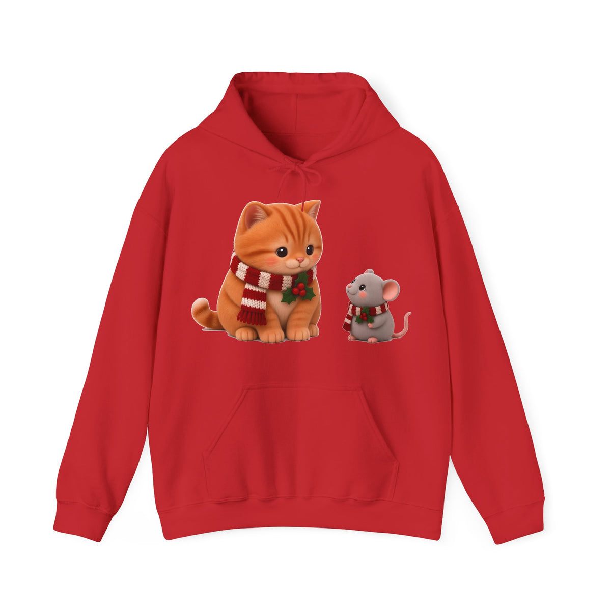 Cute Kawaii Christmas Cat and Mouse Hoodie