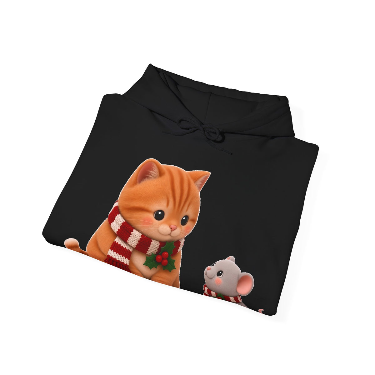Cute Kawaii Christmas Cat and Mouse Hoodie