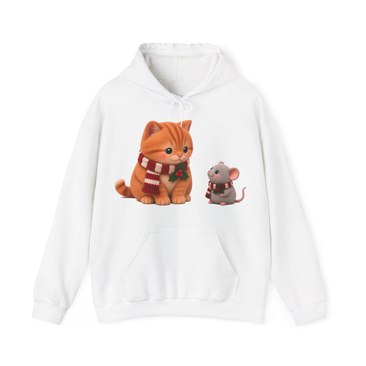 Cute Kawaii Christmas Cat and Mouse Hoodie
