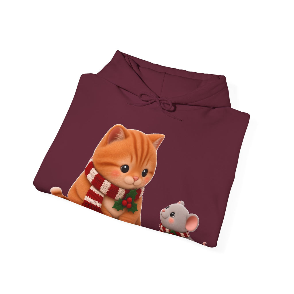 Cute Kawaii Christmas Cat and Mouse Hoodie